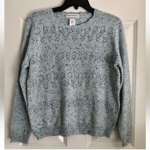Alfred Dunner Light Blue Knit Crewneck Sweater